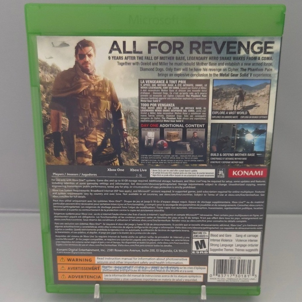 Metal Gear Solid V:‎ The Phantom Pain Day One Edition - Xbox One - (CIB) w/ Map - Picture 4 of 11